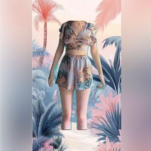 Tropical Print Women's Two-Piece Set